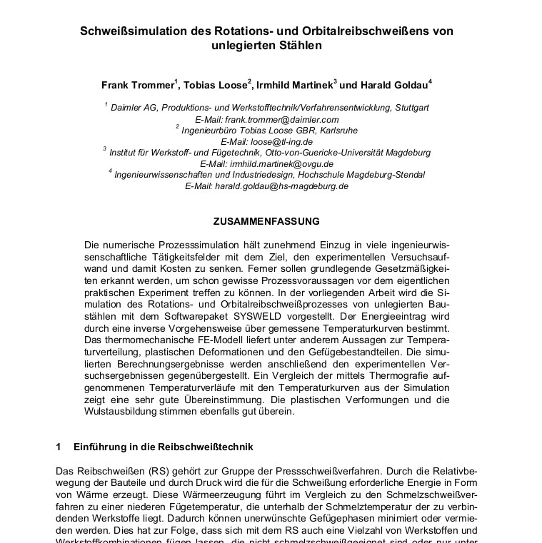 SysweldForum-Orbitalreibschweissen-Schweißsimulation