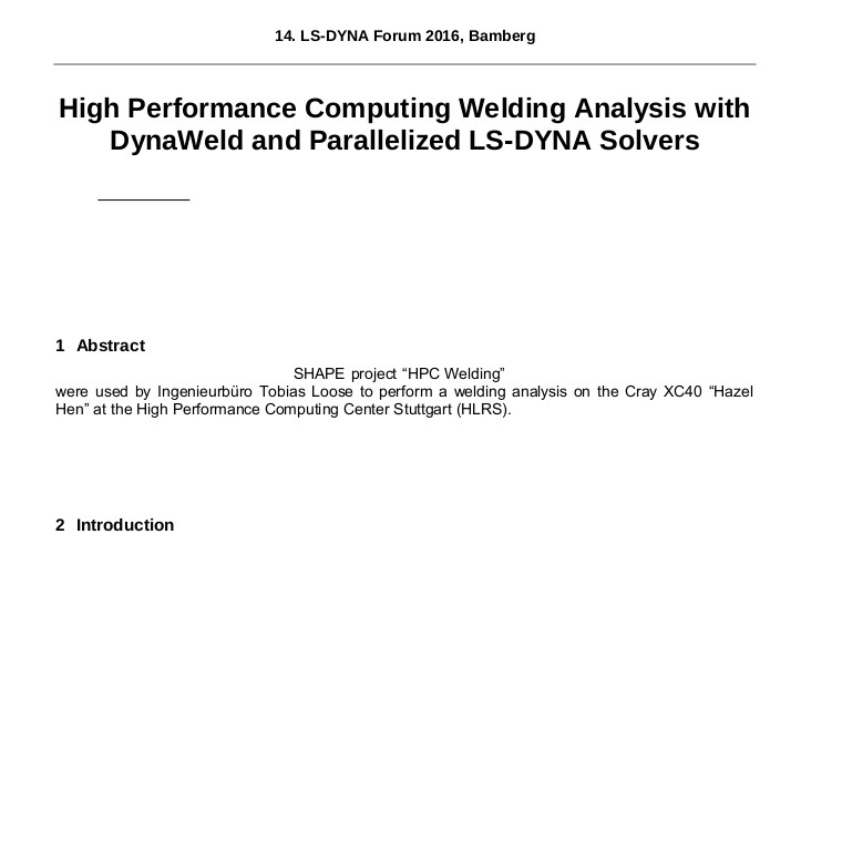 2016-LS-DYNA-Forum_HPC-Welding