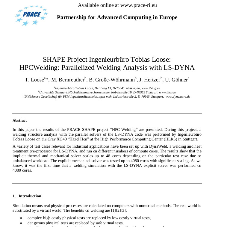 Tobias Loose Schweißsimulation FabWeld High performance computing