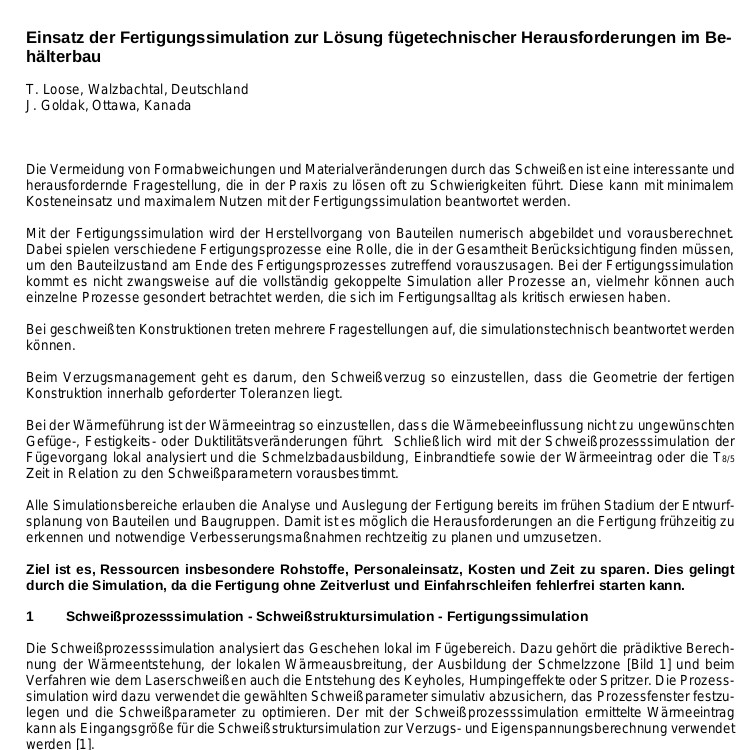 Goldak Looose Fertigungssimulation Schweißsimulation Behälterbau 