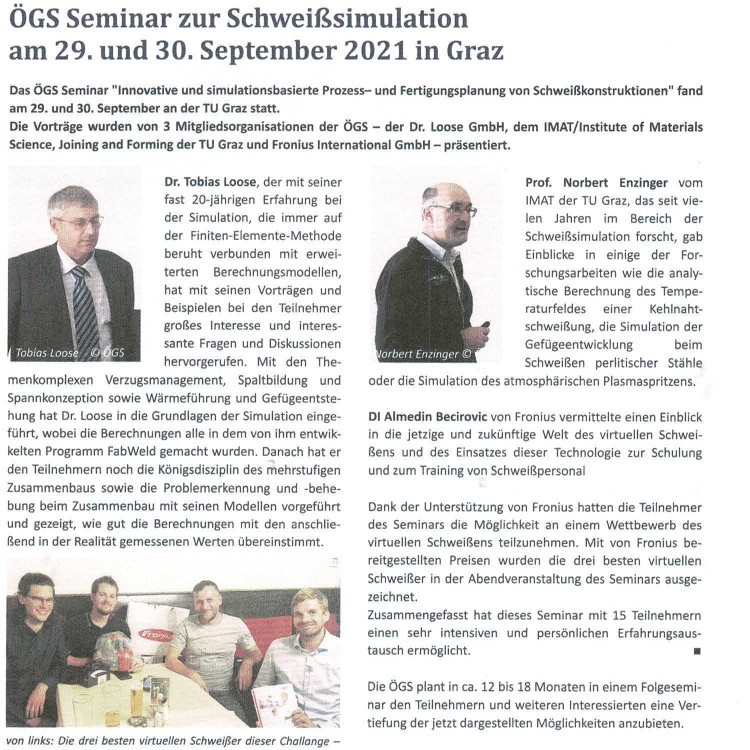 Tobias Loose Walzbachtal Schweißsimulation Seminar Graz